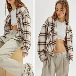 NEW BDG Urban Outfitters Karl Slouchy Flannel Button Down Shirt Long Sleeve